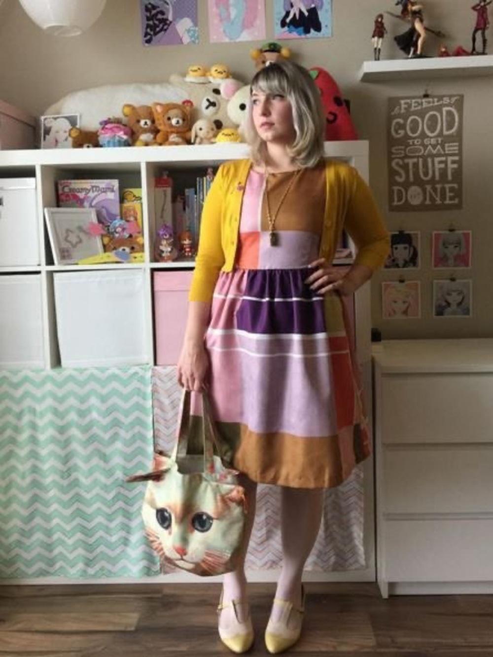 Dear Creatures Colorblock Sleeveless Dress in Purple, Pink & Olive Anthropologie